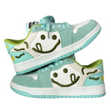 Boogzel Apparel Smiling Face Embroidery Mint Green Sneakers, view 2