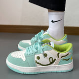 Boogzel Apparel Smiling Face Embroidery Mint Green Sneakers, view 3