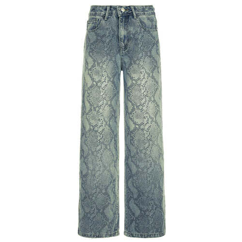 Boogzel Apparel Snake Print Straight Leg Jeans