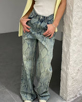 Boogzel Apparel Snake Print Straight Leg Jeans, view 2