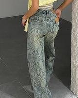 Boogzel Apparel Snake Print Straight Leg Jeans, view 5