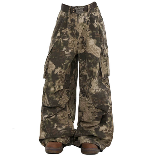 Boogzel Apparel Snake Print Wide Leg Cargo Pants