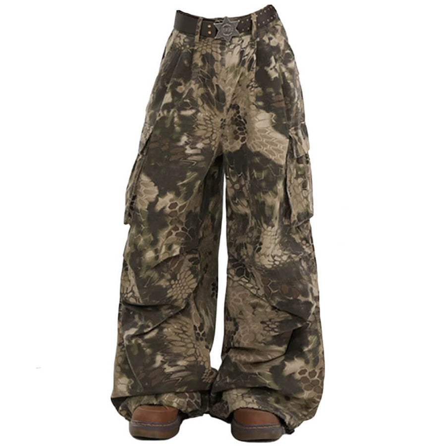 Boogzel Apparel Snake Print Wide Leg Cargo Pants