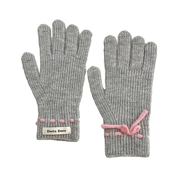 Boogzel Apparel Soft Girl Bow Knit Gloves