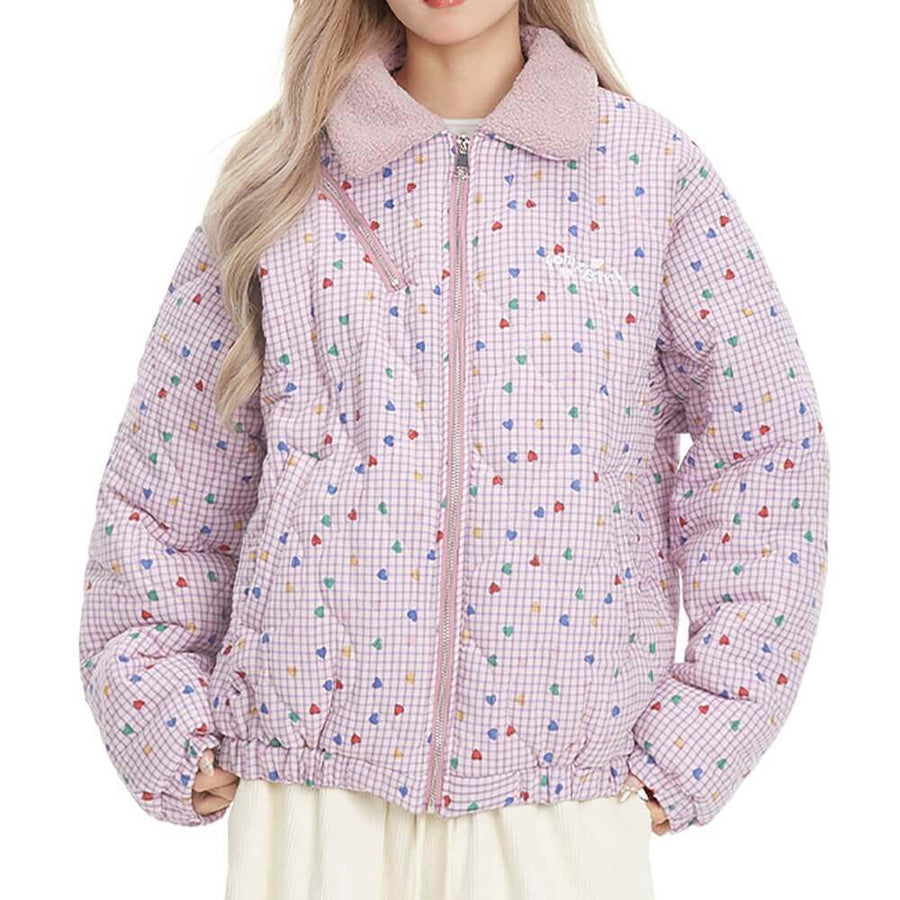 Boogzel Apparel Soft Girl Pink Heart Pattern Jacket