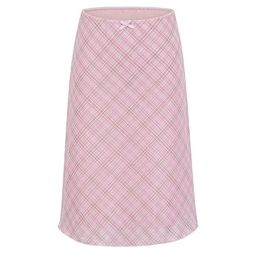 Boogzel Apparel Soft Girl Plaid Mesh Midi Skirt
