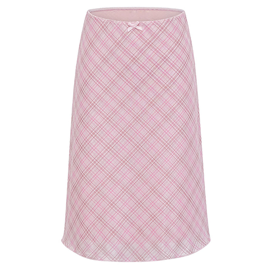 Boogzel Apparel Soft Girl Plaid Mesh Midi Skirt