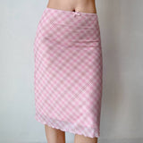 Boogzel Apparel Soft Girl Plaid Mesh Midi Skirt, view 3