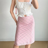 Boogzel Apparel Soft Girl Plaid Mesh Midi Skirt, view 4