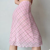 Boogzel Apparel Soft Girl Plaid Mesh Midi Skirt, view 5