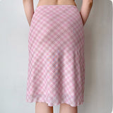 Boogzel Apparel Soft Girl Plaid Mesh Midi Skirt, view 6