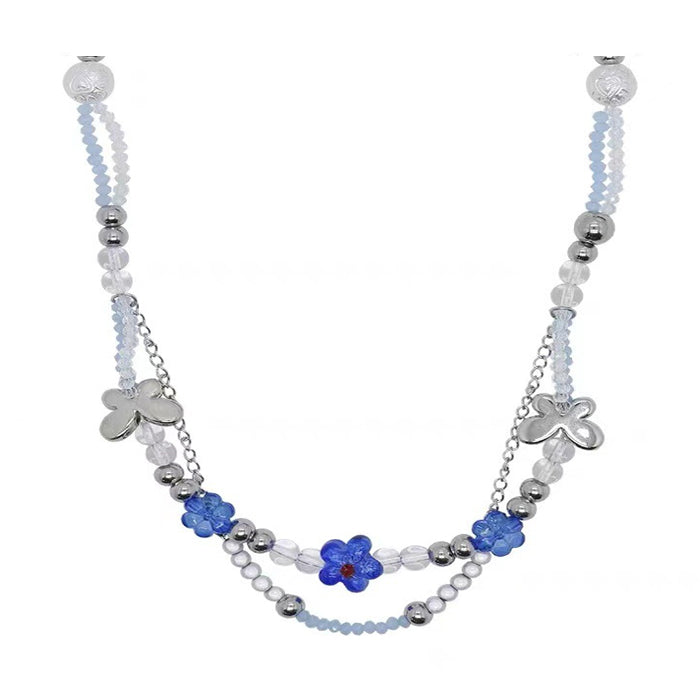 Boogzel Apparel Soft Grunge Blue Beaded Necklace
