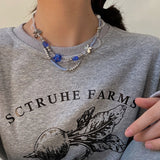 Boogzel Apparel Soft Grunge Blue Beaded Necklace, view 2