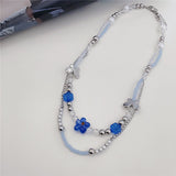 Boogzel Apparel Soft Grunge Blue Beaded Necklace, view 4