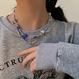 Boogzel Apparel Soft Grunge Blue Beaded Necklace, view 5