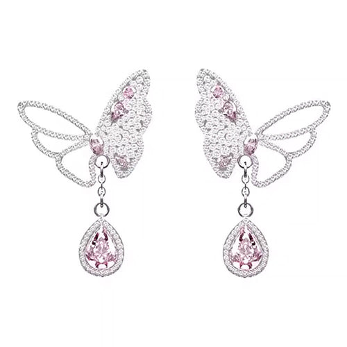 Boogzel Apparel Sparkling Butterfly Drop Earrings