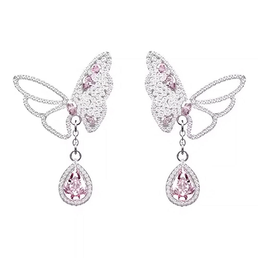 Boogzel Apparel Sparkling Butterfly Drop Earrings