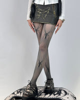 Boogzel Apparel Spider Print Fishnet Tights, view 3