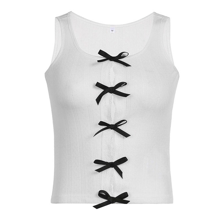 Boogzel Apparel Spliced Split Y2K Bow Tank Top