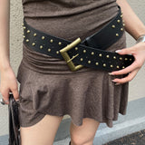 Boogzel Apparel Square Buckle Studded Wide Belt, view 3
