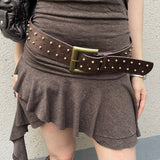 Boogzel Apparel Square Buckle Studded Wide Belt, view 4