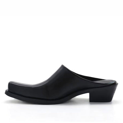 Boogzel Apparel Square Toe Minimalist Black Mules