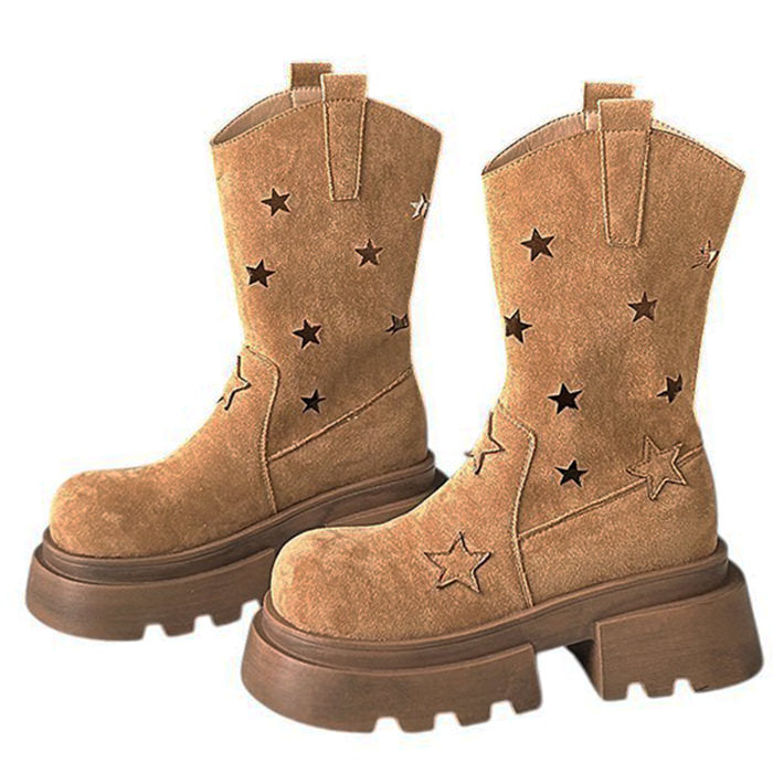 Boogzel Apparel Star Cut-Out Platform Boots