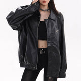 Boogzel Apparel Star Girl Bomber Leather Jacket, view 6