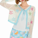 Boogzel Apparel Star Girl Crochet Mesh Cardigan, view 3