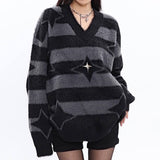 Boogzel Apparel Star Girl Fuzzy Striped Sweater, view 2
