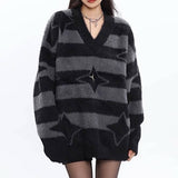 Boogzel Apparel Star Girl Fuzzy Striped Sweater, view 5