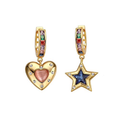 Boogzel Apparel Star & Heart Rhinestone Earrings