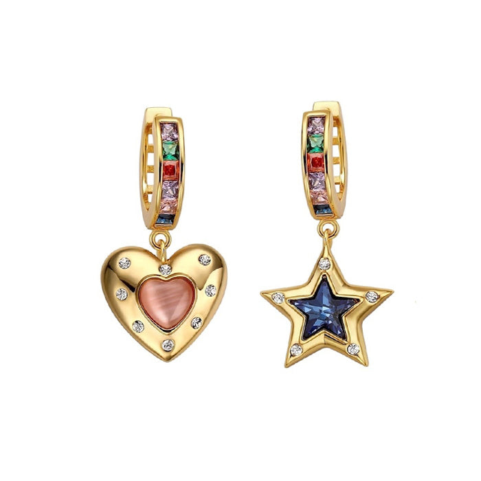 Boogzel Apparel Star & Heart Rhinestone Earrings