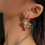 Boogzel Apparel Star & Heart Rhinestone Earrings, view 3