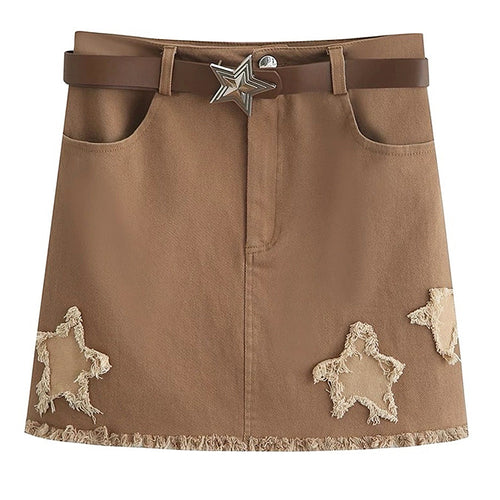 Boogzel Apparel Star Patch Aesthetic Mini Skirt