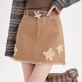 Boogzel Apparel Star Patch Aesthetic Mini Skirt, view 3