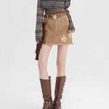 Boogzel Apparel Star Patch Aesthetic Mini Skirt, view 4