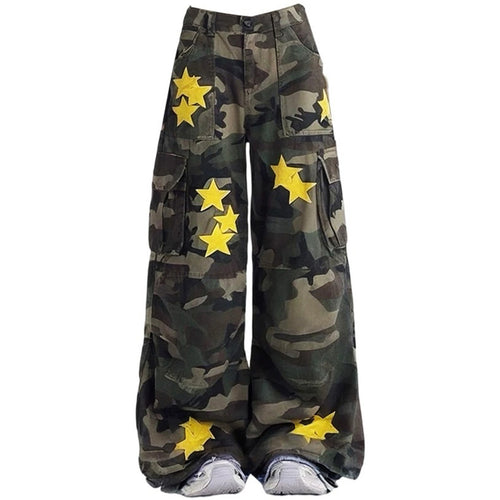 Boogzel Apparel Star Patch Camo Cargo Pants