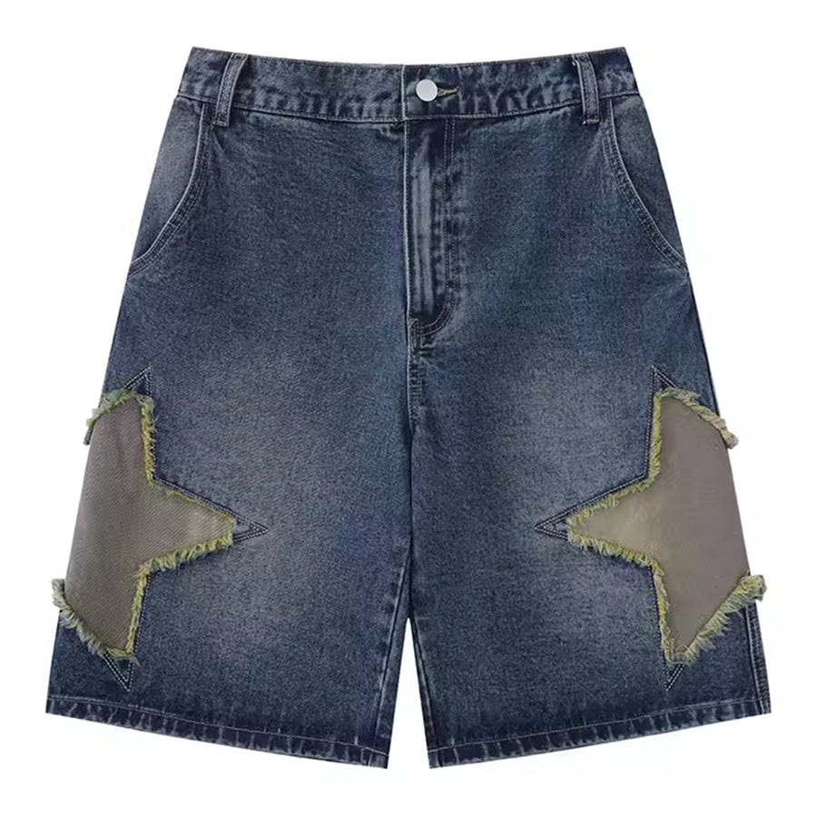 Boogzel Apparel Star Patch Denim Shorts