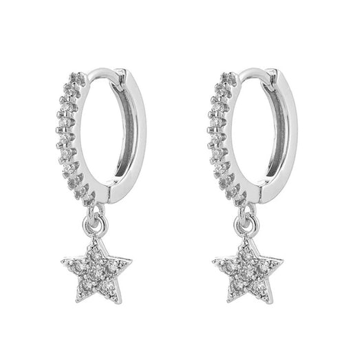 Boogzel Apparel Star Pendant Hoop Earrings