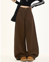 Boogzel Apparel Star Pocket Wide-Leg Brown Pants, view 2