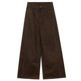 Boogzel Apparel Star Pocket Wide-Leg Brown Pants, view 5