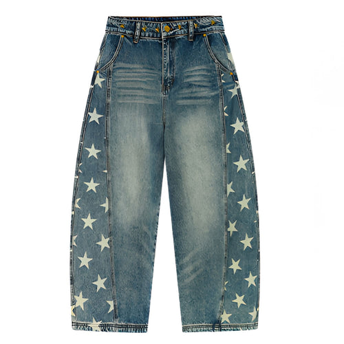 Boogzel Apparel Star Print Barrel Jeans