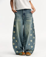 Boogzel Apparel Star Print Barrel Jeans, view 2