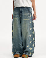 Boogzel Apparel Star Print Barrel Jeans, view 3