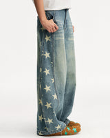 Boogzel Apparel Star Print Barrel Jeans, view 5