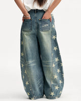 Boogzel Apparel Star Print Barrel Jeans, view 6