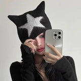 Boogzel Apparel Star Print Cat Ear Hat, view 5