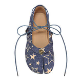 Boogzel Apparel Star Print Denim Tabi Ballet Flats, view 3