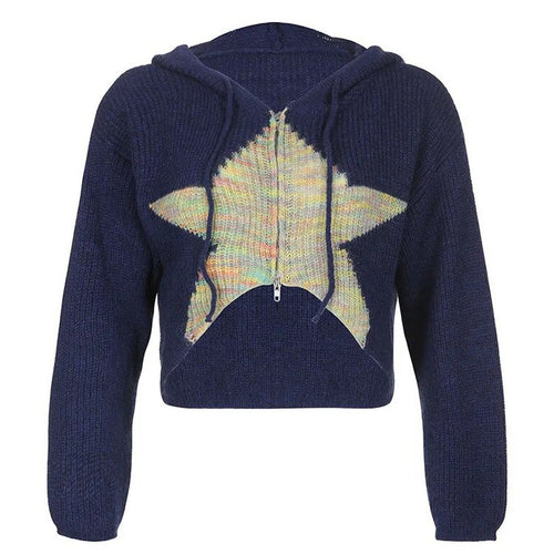 Boogzel Apparel Star Zip Up Knit Hoodie